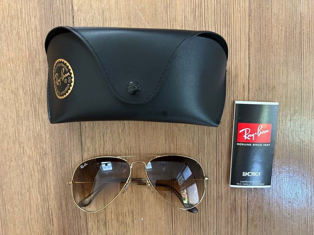 Ray-Ban Aviator Large Metal Gold Frame Sunglasses with Brown Lenses